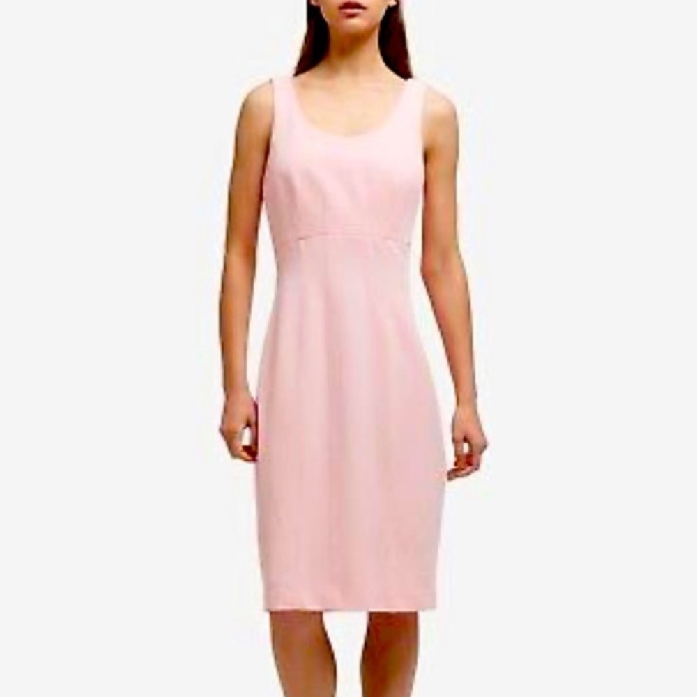 🎉DKNY Pink Stitch Details Scoop-neck Sheath Dress 4 EUC